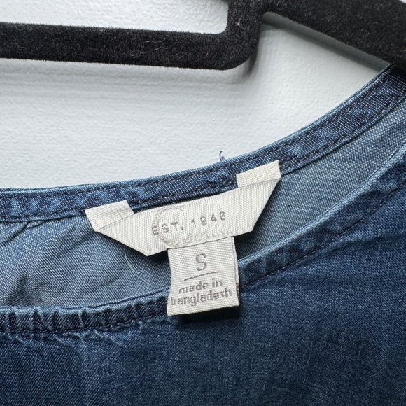 Blue Denim Ruffle Blouse - Picture 3 of 6